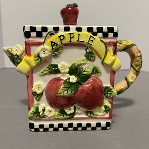 VIGOR INTL INC MULTICOLORED PORCELAIN SQUARE TEAPOT FOR DISPLAY ONLY COLLECTABLE